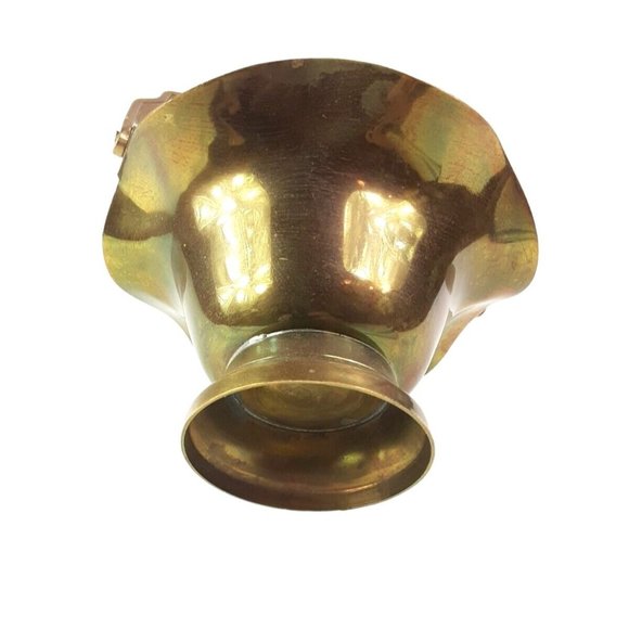 Vintage Brass Basket with Handle Scalloped Rim Design Home Decoration 5"… - Picture 9 of 11